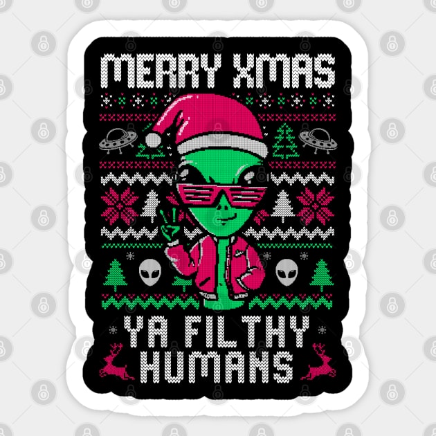 Alien Christmas - Funny Ugly Sweater Xmas Gift Sticker by eduely